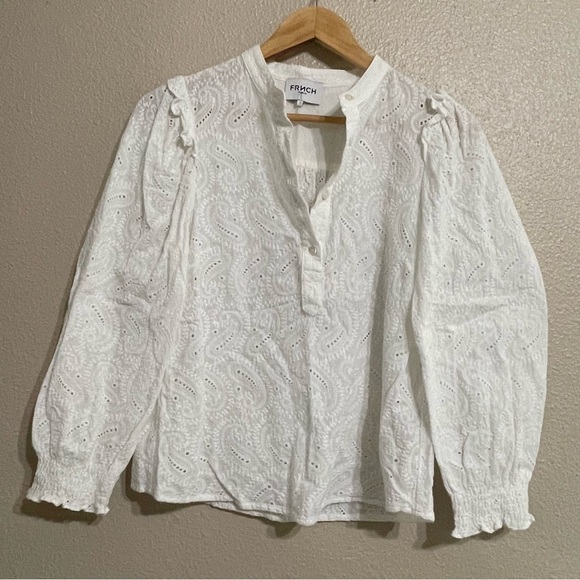Frnch Clyde embroidery with ruffles Shirt – Blanc - Picture 2 of 15